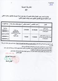 إعلان بتة عمومية بالاشهار و المزاد العلني للمرة الثانية لتسويغ مأوى المغاور و مأوى السيارات بالشاطئ القبلي.jpg